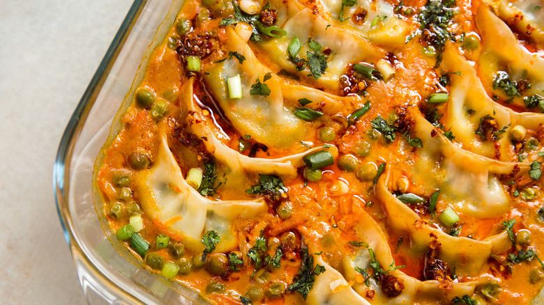 dumpling casserole in baking dish