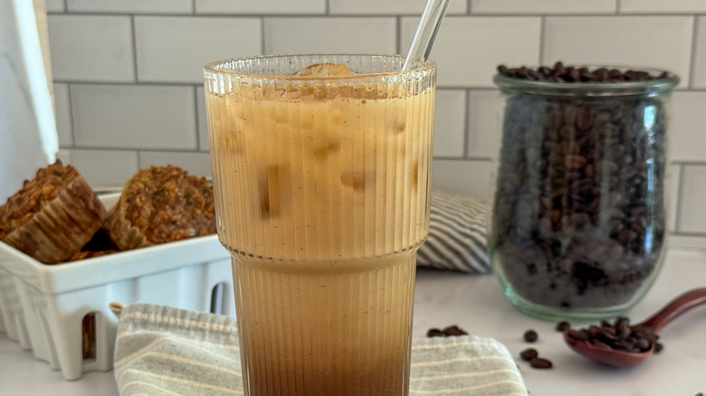 shaken espresso with straw