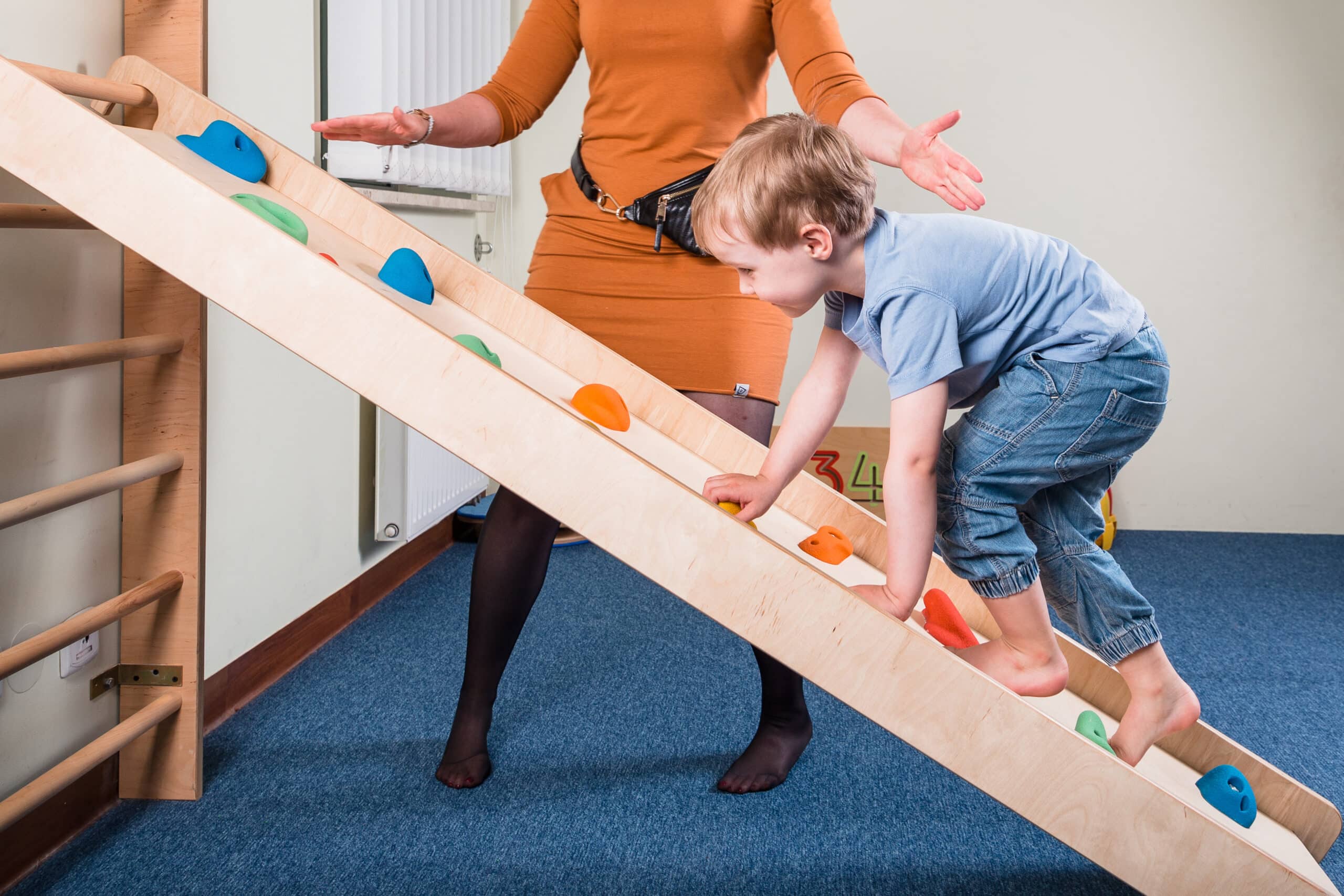 Young child participating in sensory integration therapy session