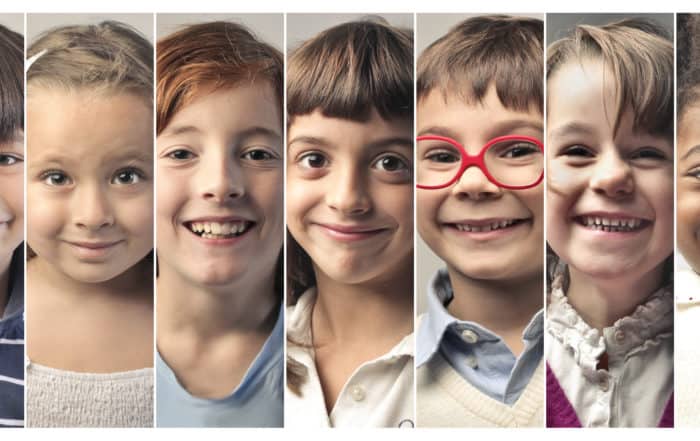 Photo collage featuring smiling kids of different ages