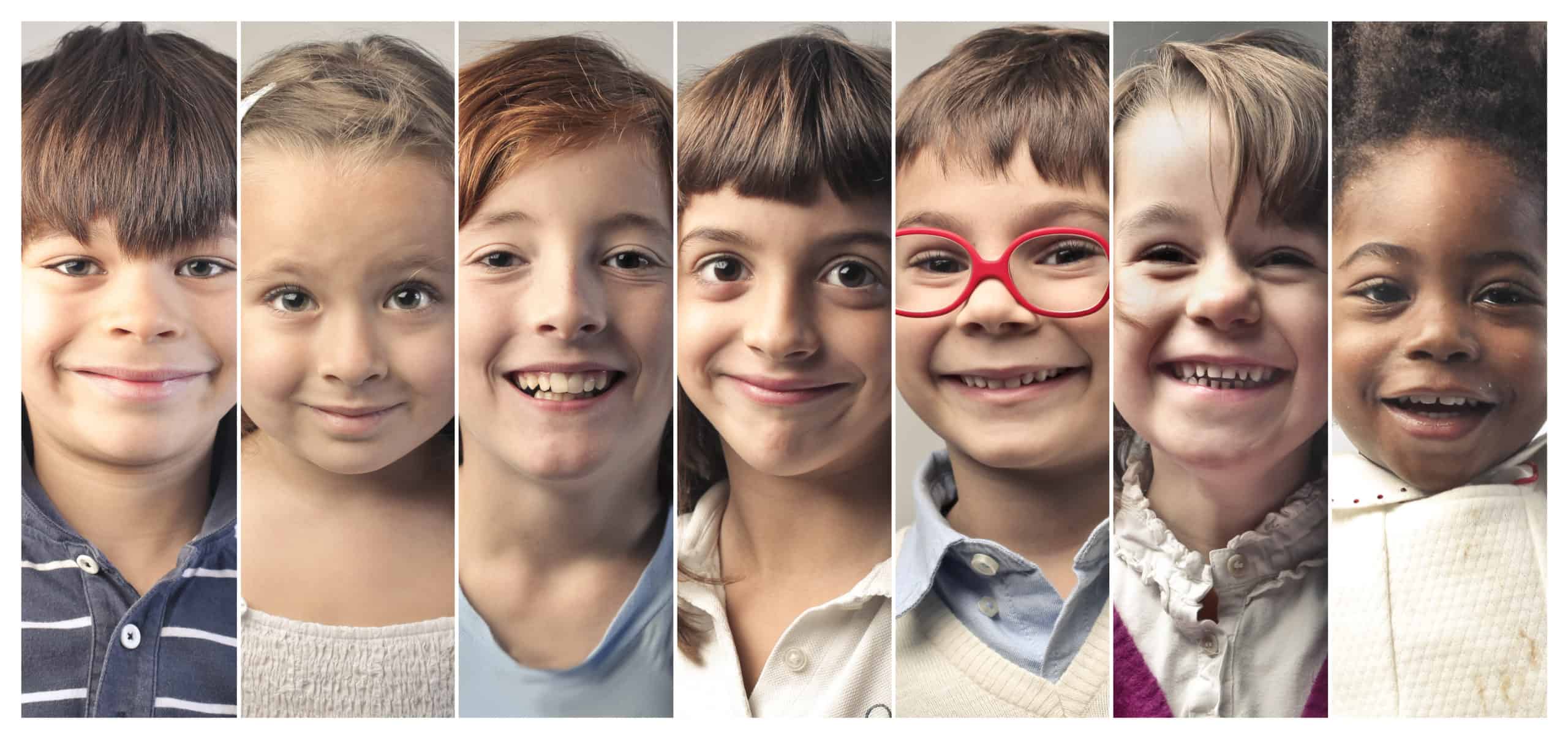 Photo collage featuring smiling kids of different ages