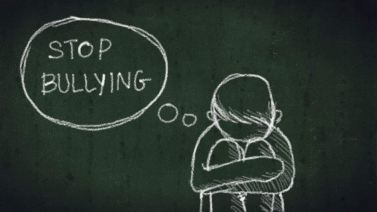 Artwork with the message "Stop Bullying" displayed on a board