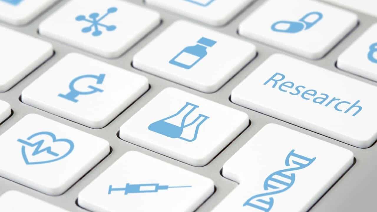 Keyboard with medical icons and symbols on the keys