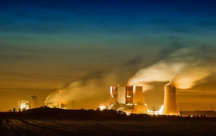 Industrial factories releasing environmental toxins into the air