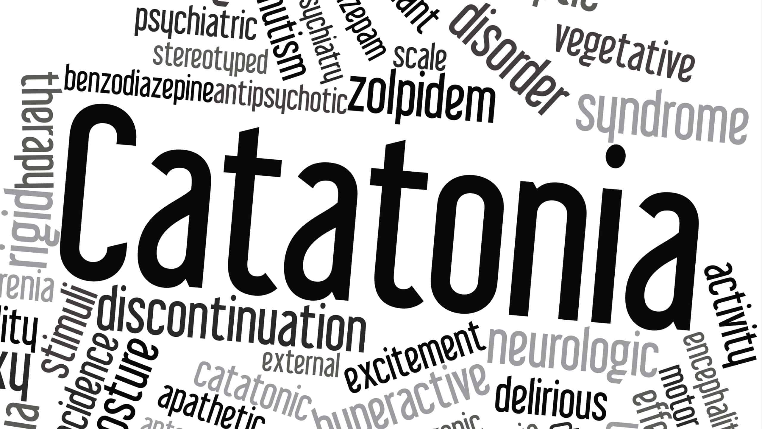 "CATATONIA" written in capital letters among a mix of other words