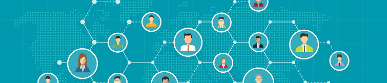 Graphic showing a network of people