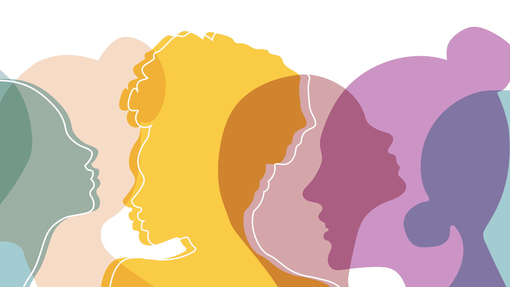 Colorful silhouettes of women's heads